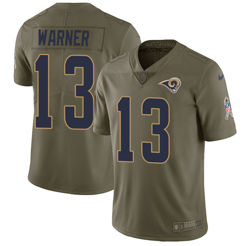 Nike Rams #13 Kurt Warner Olive Men's Stitched NFL Limited Salute to Service Jersey